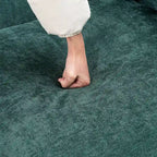 Canapé d'angle modulable en simili lin 93.31 avec pouf et structure en bois