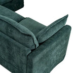 Canapé d'angle modulable en simili lin 93.31 avec pouf et structure en bois