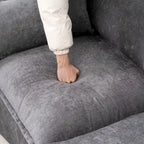 Canapé d'angle modulable en simili lin 93.31 avec pouf et structure en bois