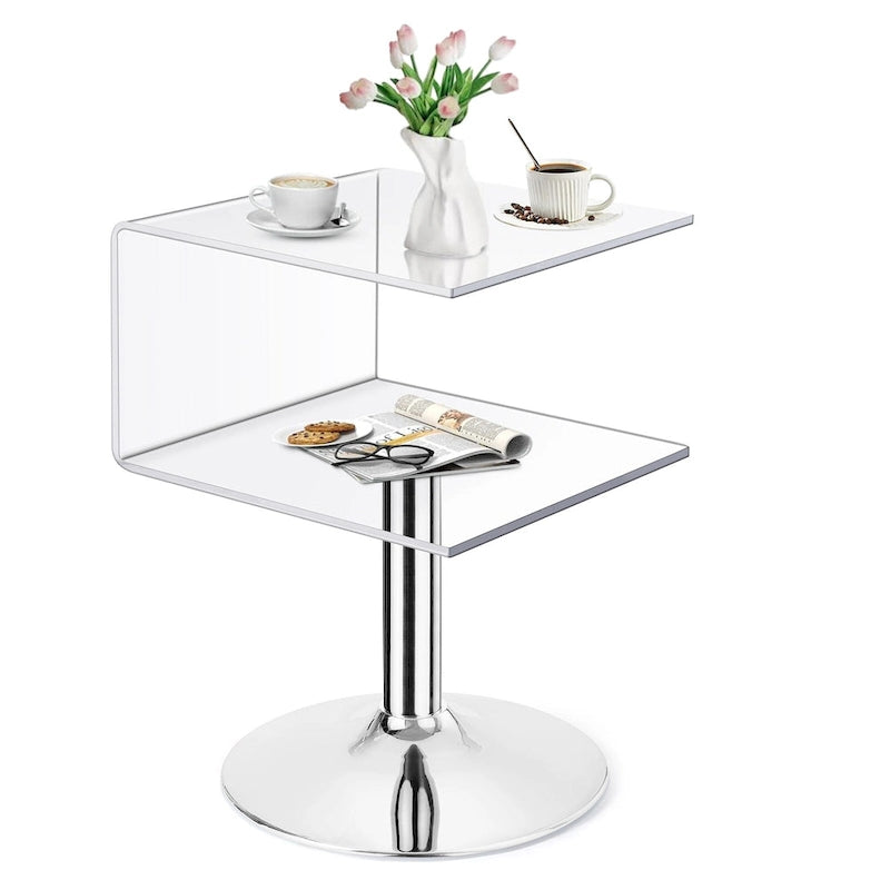 Table d'appoint moderne en acrylique transparent, forme C - 60 cm (H) x 40 cm (l) x 40 cm (L)