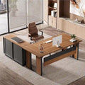 Table de bureau en L avec caisson de rangement de 119 cm, ensemble de mobilier de bureau en bois pour bureau à domicile