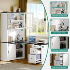 Bureau d'angle Moasis Farmhouse avec étagère et tiroirs