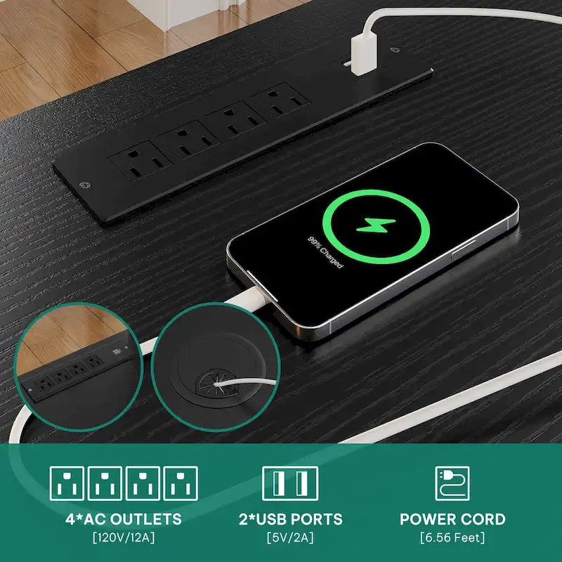 Bureau d'angle Moasis Farmhouse avec étagère et tiroirs