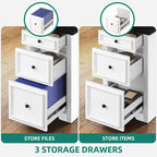 Bureau d'angle Moasis Farmhouse avec étagère et tiroirs