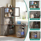 Bureau d'angle Moasis Farmhouse avec étagère et tiroirs