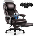 Fauteuil de bureau BOSSIN avec appui-tête relevable, supportant jusqu'à 227 kg (500 lb) - Cuir robuste avec repose-pieds rétractable et soutien lombaire