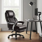Fauteuil de bureau BOSSIN avec appui-tête relevable, supportant jusqu'à 227 kg (500 lb) - Cuir robuste avec repose-pieds rétractable et soutien lombaire
