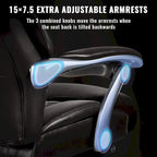 Fauteuil de bureau BOSSIN avec appui-tête relevable, supportant jusqu'à 227 kg (500 lb) - Cuir robuste avec repose-pieds rétractable et soutien lombaire