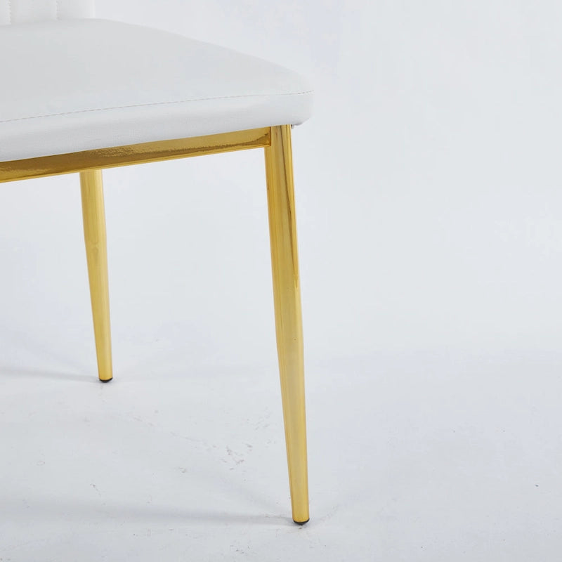 Ensemble de salle à manger 5 pièces (1+4), table à manger style milieu du siècle avec pieds en métal, plateau en verre et pied central.