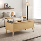Table basse Chelsea Square Teagan en rotin avec plateau relevable et rangement - 42 x 17
