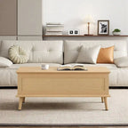 Table basse Chelsea Square Teagan en rotin avec plateau relevable et rangement - 42 x 17