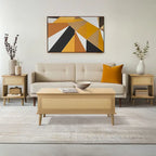 Table basse Chelsea Square Teagan en rotin avec plateau relevable et rangement - 42 x 17