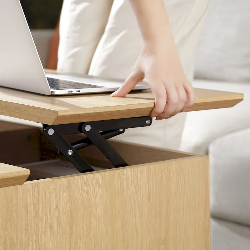 Table basse Chelsea Square Teagan en rotin avec plateau relevable et rangement - 42 x 17