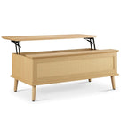 Table basse Chelsea Square Teagan en rotin avec plateau relevable et rangement - 42 x 17