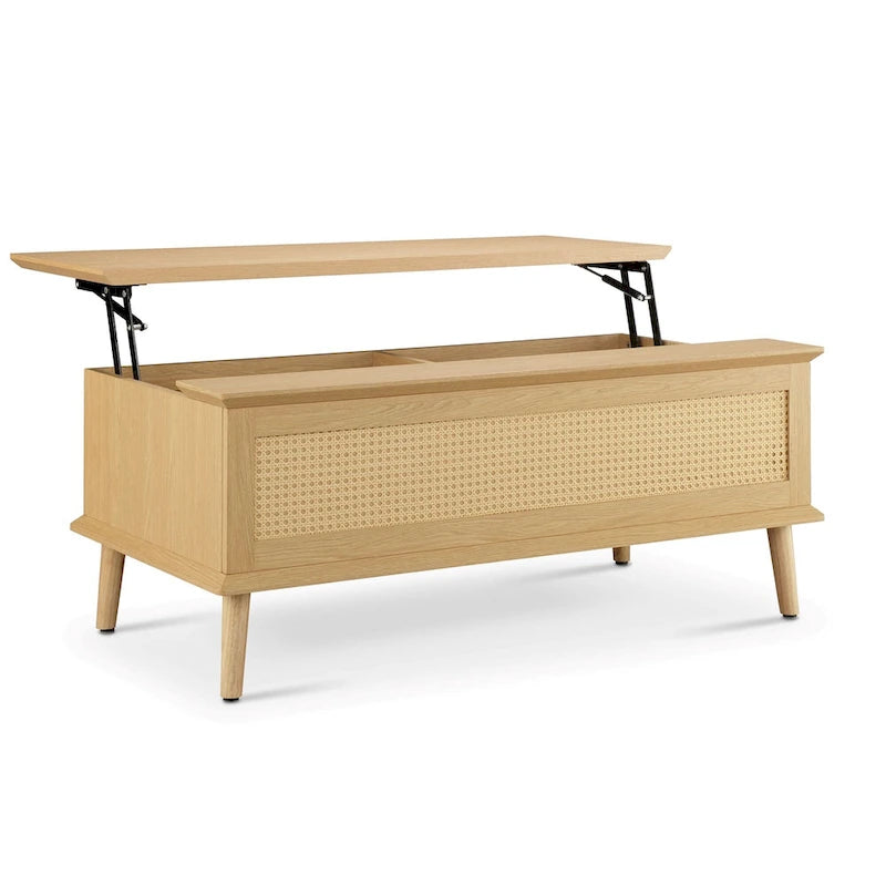 Table basse Chelsea Square Teagan en rotin avec plateau relevable et rangement - 42 x 17