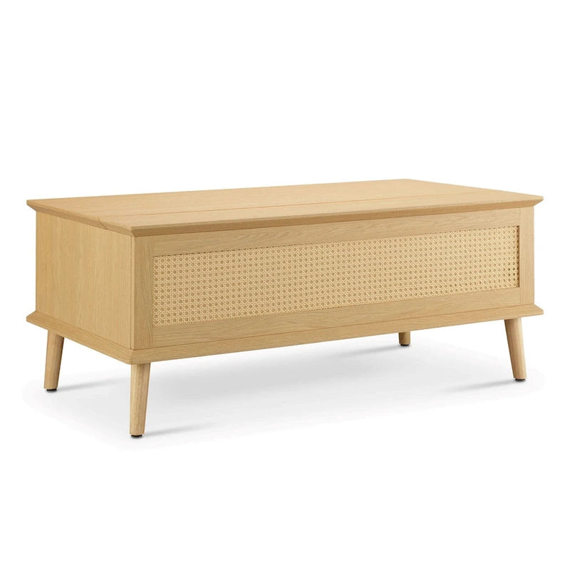 Table basse Chelsea Square Teagan en rotin avec plateau relevable et rangement - 42 x 17