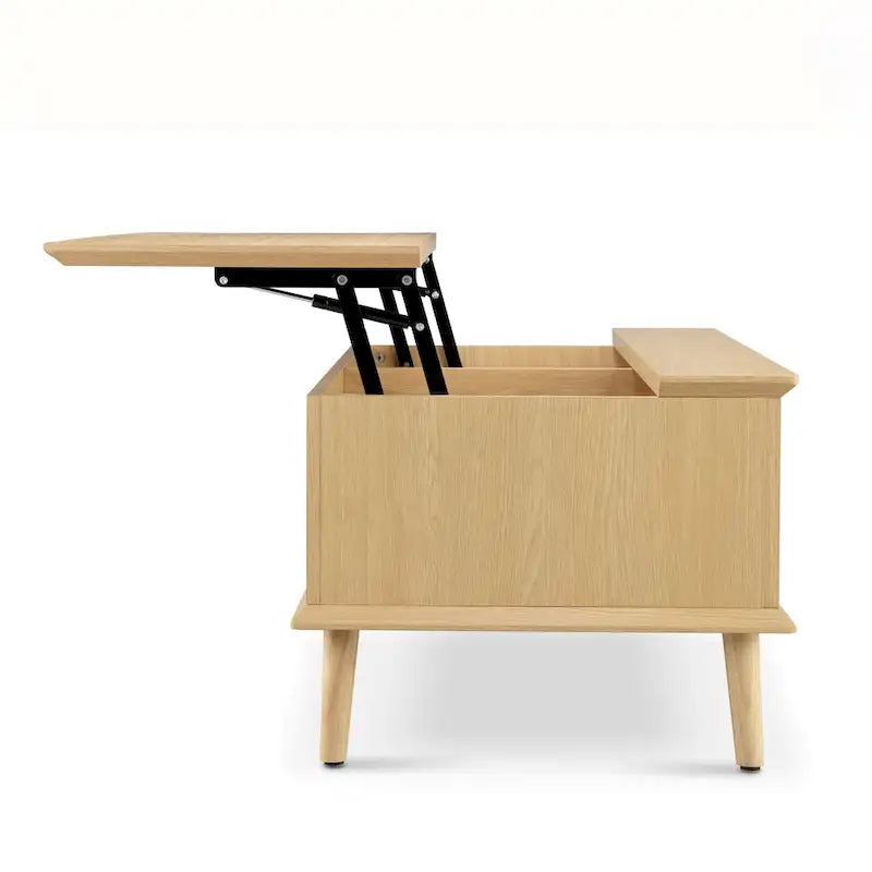 Table basse Chelsea Square Teagan en rotin avec plateau relevable et rangement - 42 x 17