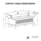 Table basse Chelsea Square Teagan en rotin avec plateau relevable et rangement - 42 x 17