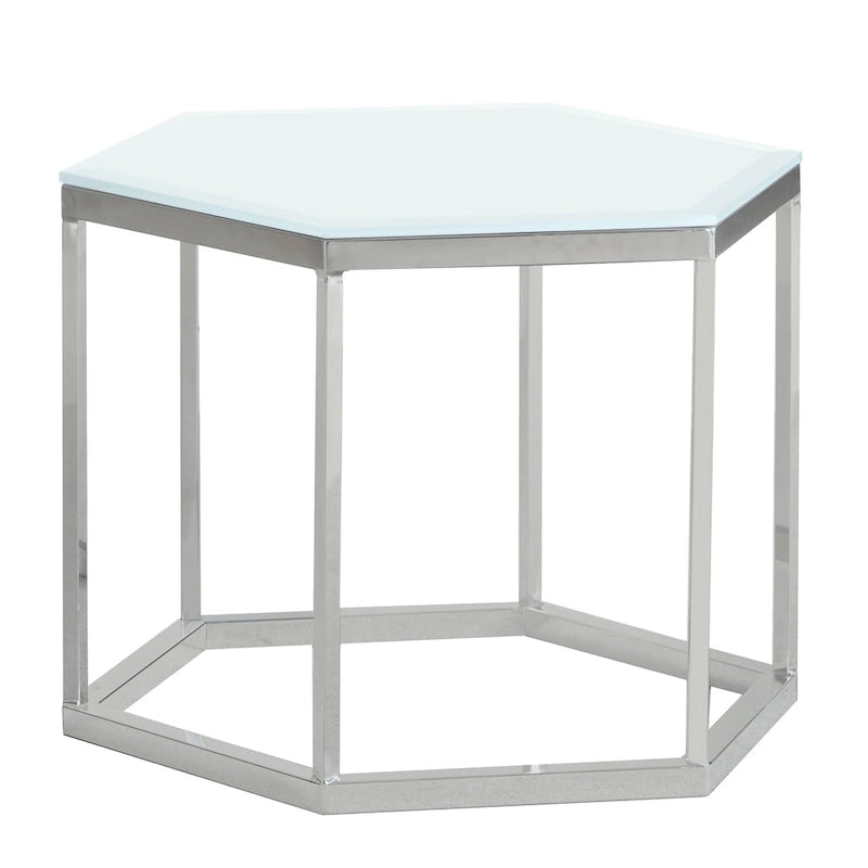 Table d'appoint hexagonale avec plateau en verre