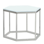 Table d'appoint hexagonale avec plateau en verre