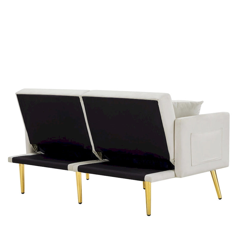 Canapé-lit en velours blanc crème - 31,49 x 59,00 x 29,52