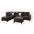 Ensemble canapé d'angle Bobkona Toffy avec méridienne gauche ou droite et pouf