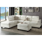 Ensemble canapé d'angle Bobkona Toffy avec méridienne gauche ou droite et pouf