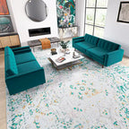 Ensemble canapé et causeuse en velours Kenzo style Mid Century