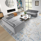 Ensemble canapé et causeuse en velours Kenzo style Mid Century