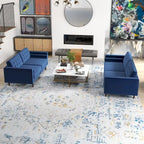 Ensemble canapé et causeuse en velours Kenzo style Mid Century