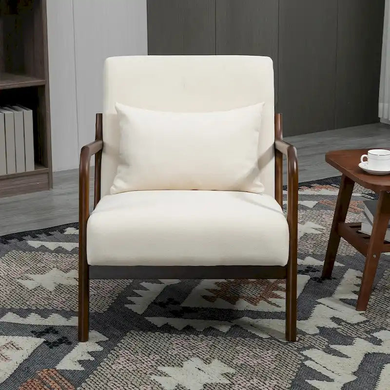 Fauteuil d'appoint en velours style milieu du siècle avec coussin lombaire
