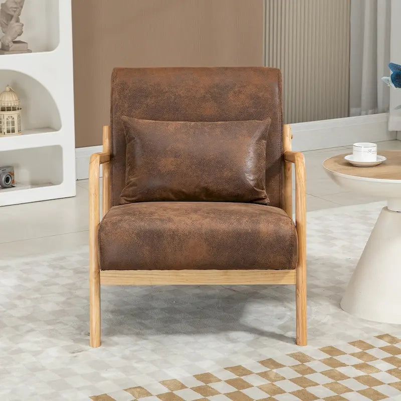 Fauteuil d'appoint en velours style milieu du siècle avec coussin lombaire