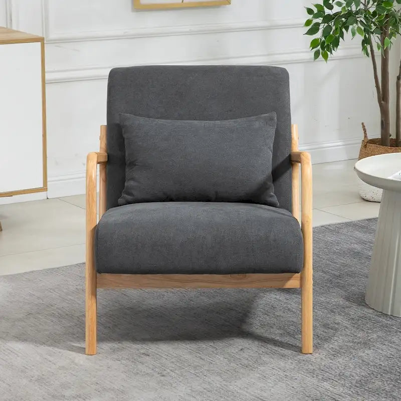 Fauteuil d'appoint en velours style milieu du siècle avec coussin lombaire