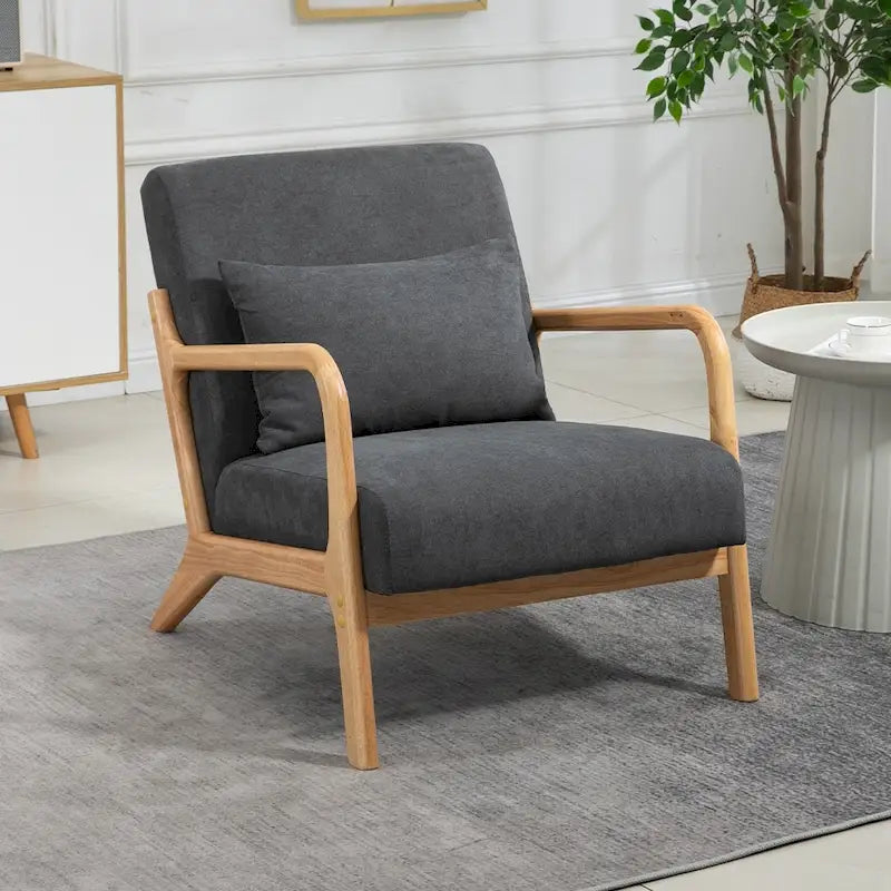 Fauteuil d'appoint en velours style milieu du siècle avec coussin lombaire