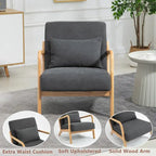 Fauteuil d'appoint en velours style milieu du siècle avec coussin lombaire