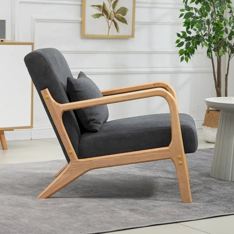 Fauteuil d'appoint en velours style milieu du siècle avec coussin lombaire