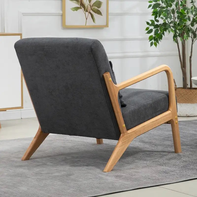 Fauteuil d'appoint en velours style milieu du siècle avec coussin lombaire