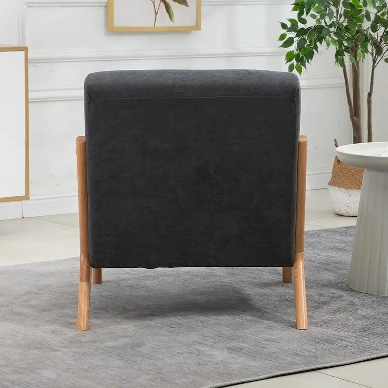 Fauteuil d'appoint en velours style milieu du siècle avec coussin lombaire