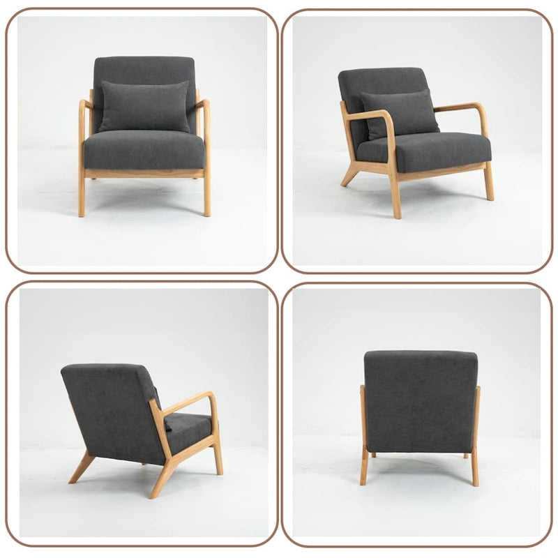 Fauteuil d'appoint en velours style milieu du siècle avec coussin lombaire