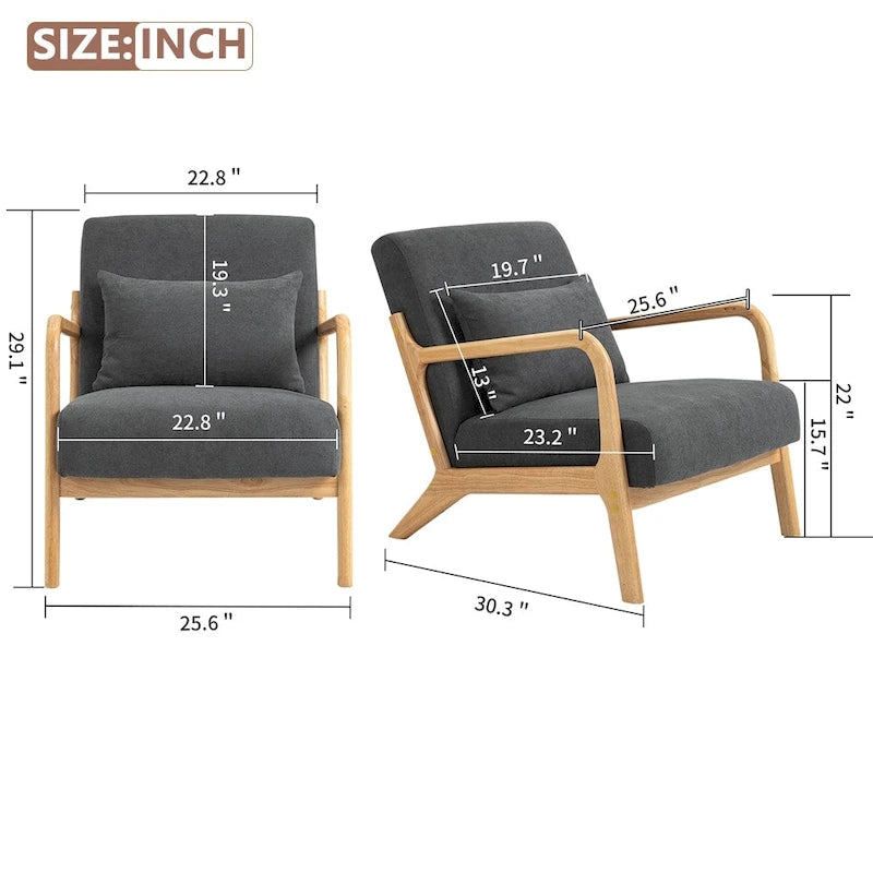 Fauteuil d'appoint en velours style milieu du siècle avec coussin lombaire