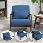 Fauteuil d'appoint en velours style milieu du siècle avec coussin lombaire