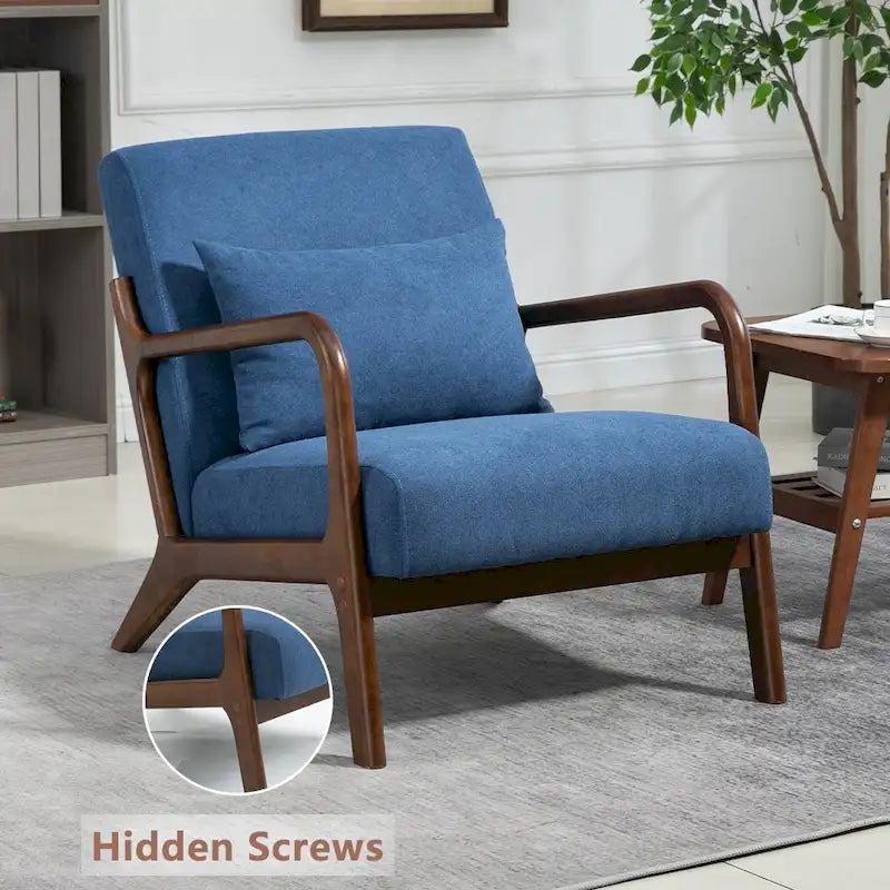 Fauteuil d'appoint en velours style milieu du siècle avec coussin lombaire