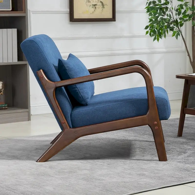 Fauteuil d'appoint en velours style milieu du siècle avec coussin lombaire