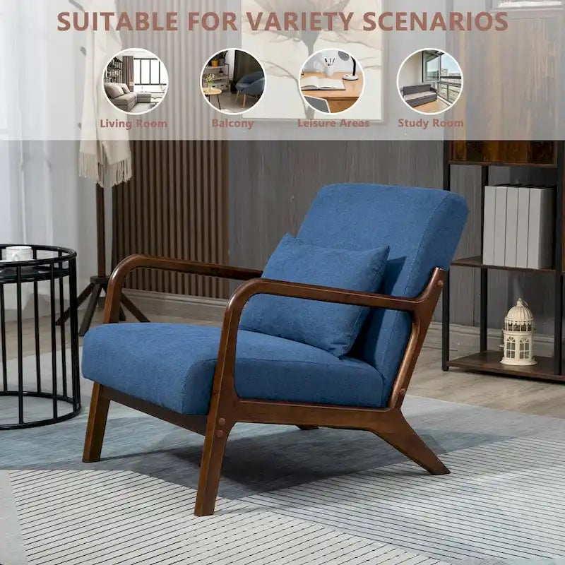 Fauteuil d'appoint en velours style milieu du siècle avec coussin lombaire