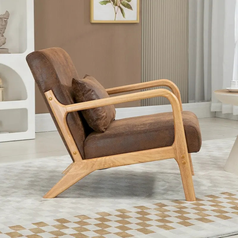 Fauteuil d'appoint en velours style milieu du siècle avec coussin lombaire