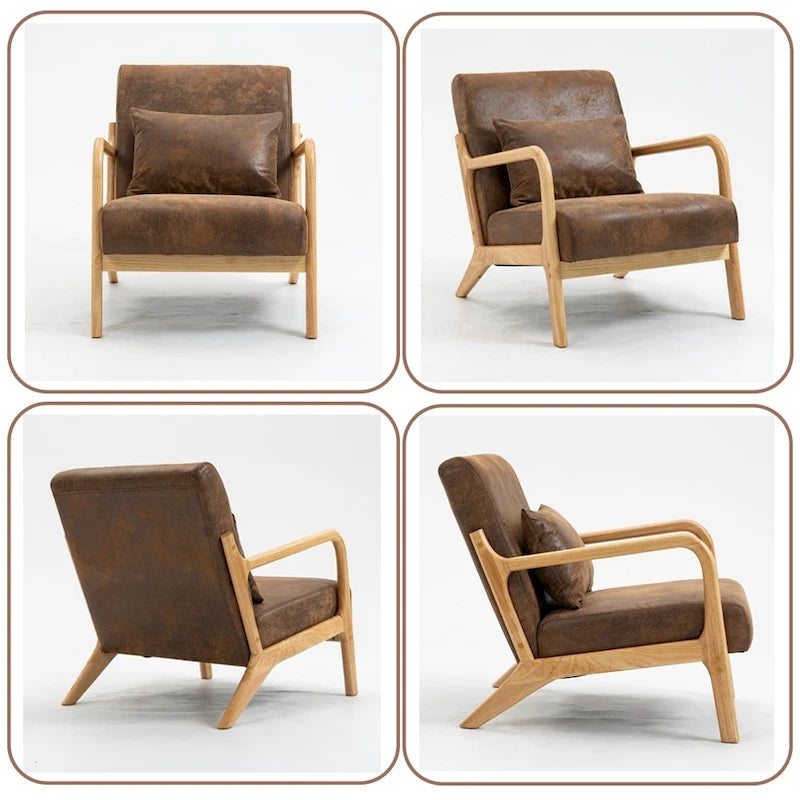 Fauteuil d'appoint en velours style milieu du siècle avec coussin lombaire