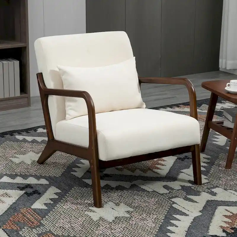 Fauteuil d'appoint en velours style milieu du siècle avec coussin lombaire