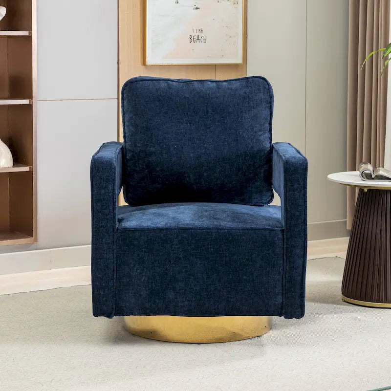Fauteuil pivotant moderne rembourré à dossier ouvert avec coussin
