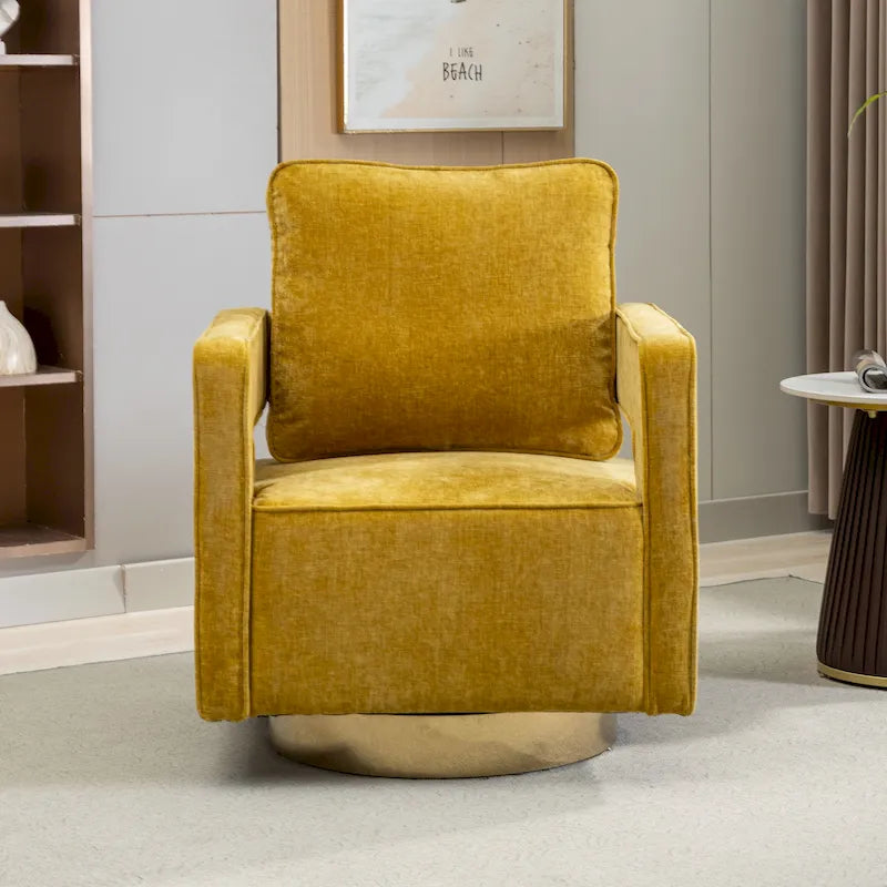 Fauteuil pivotant moderne rembourré à dossier ouvert avec coussin
