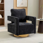 Fauteuil pivotant moderne rembourré à dossier ouvert avec coussin